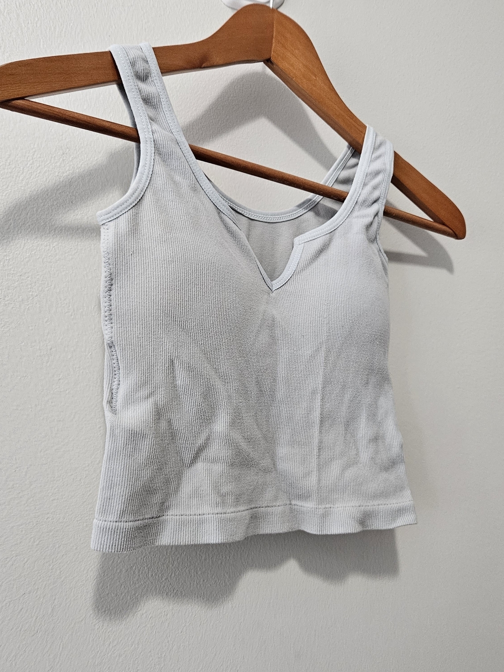 Light Blue Ribbed V-Neck Crop Tank - Picture 2 of 7